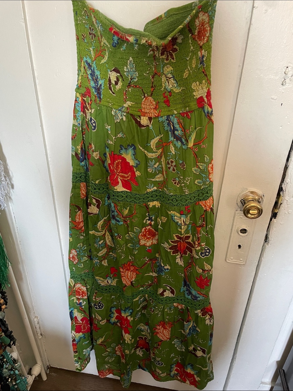 Boho Green Floral Maxi Dress